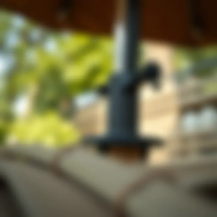 Sturdy Design for Enhanced Stability A close-up of a sturdy umbrella base for stability